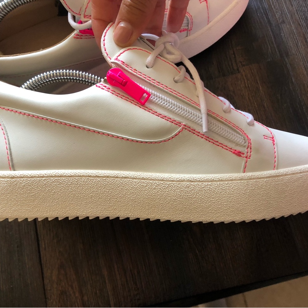 Giuseppe Zanotti White Sneakers with Pink Accents